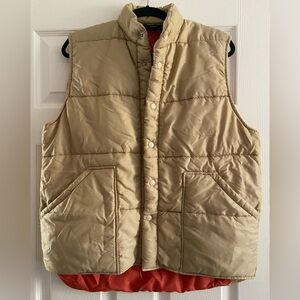 Vintage Hunting WeatherCaster Mens Size L Nylon Puffer Vest Tan/Orange